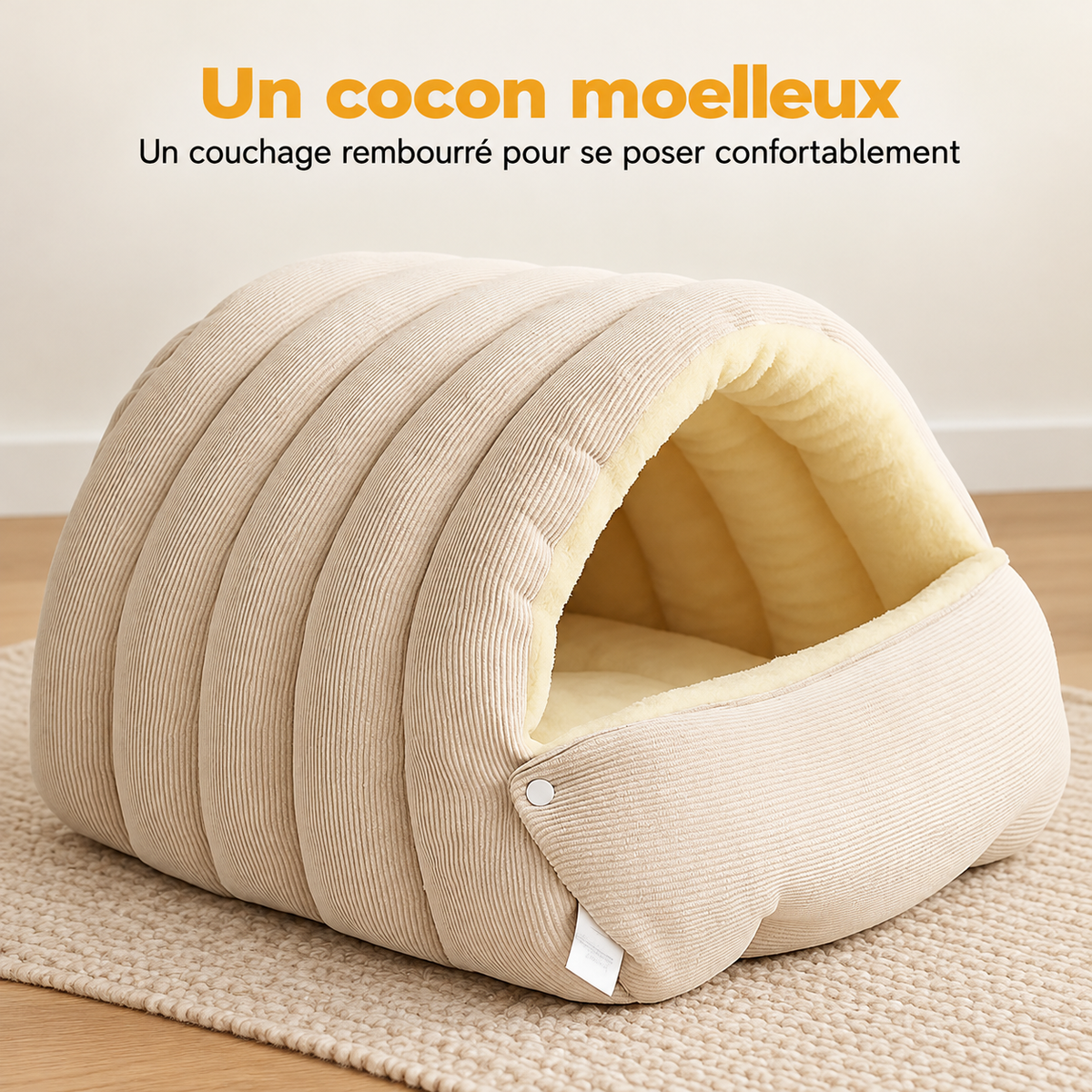Maison douillette crème en velours côtelé, rabat relevé